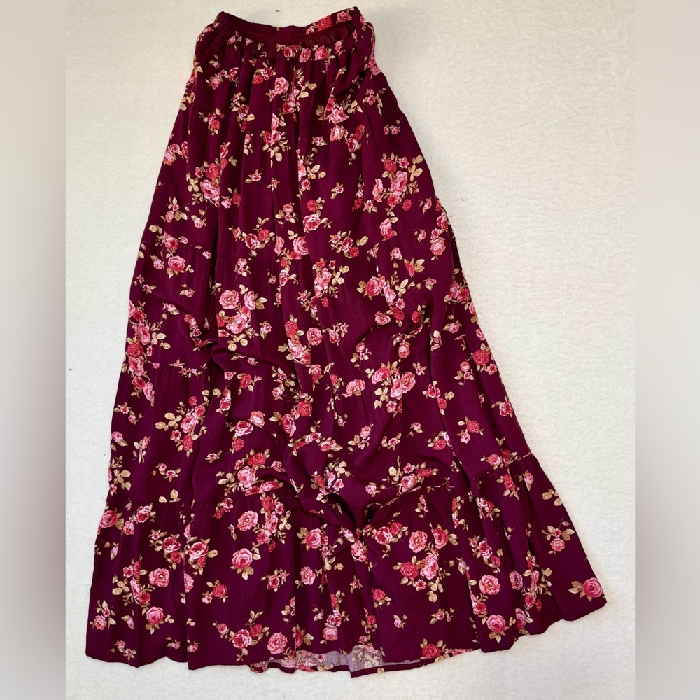 Altar'd State Burgundy Floral Maxi Skirt - Picture 6 of 6
